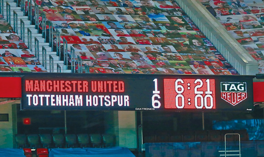 红魔上季英超首循环曾1:6大败于热刺脚下。